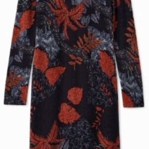 Desigual Long Sleeve Dress - Black and Dark Red Floral